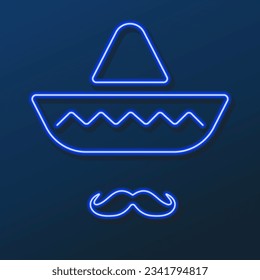 sombrero hat neon sign, modern glowing banner design, colorful modern design trends on black background. Vector illustration.