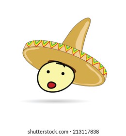 sombrero hat on head illustration on white background