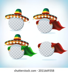 Sombrero Hat set. Mexican hat on white background. Masquerade or carnival costume headdress. vector illustration