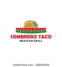 sombrero hat taco logo vector icon illustration