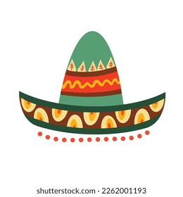 sombrero hat. Traditional Mexican costume element isolated on beige background. clipart. vector illustration