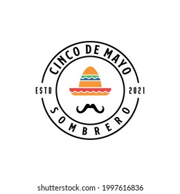 sombrero hat traditional mexican fashion logo design vector stamp label badge sticker