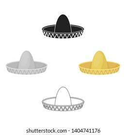 Sombrero icon in cartoon,black style isolated on white background. Hats symbol stock vector illustration.