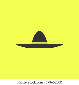 Sombrero icon flat. Black pictogram on white background. Vector illustration symbol and bonus button