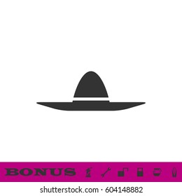 Sombrero icon flat. Black pictogram on white background. Vector illustration symbol and bonus button