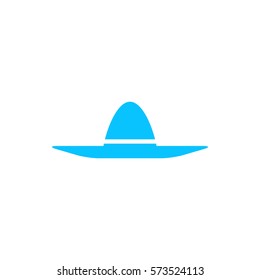 Sombrero icon flat. Blue pictogram on white background. Vector illustration symbol