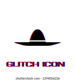 Sombrero icon flat. Simple pictogram - Glitch effect. Vector illustration symbol