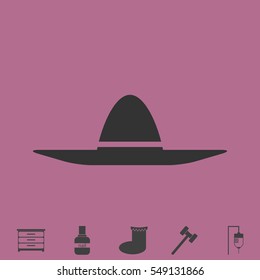 Sombrero icon flat. Simple vector grey pictogram and bonus symbol