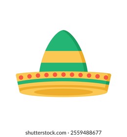 Sombrero Icon Illustration with bright color palette in flat design style. Perfect for Mexican-themed designs or celebrations
