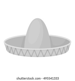 Sombrero icon in monochrome style isolated on white background. Hats symbol stock vector illustration.