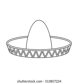 Sombrero icon in outline style isolated on white background. Hats symbol stock vector illustration.