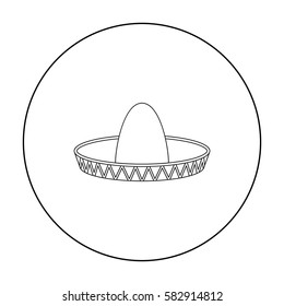 Sombrero icon in outline style isolated on white background. Hats symbol stock vector illustration.