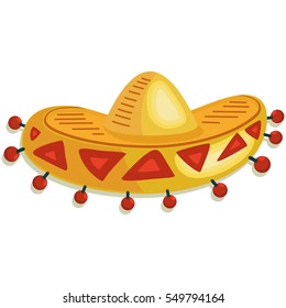 Sombrero isolated on white background. Vector cartoon illustration.