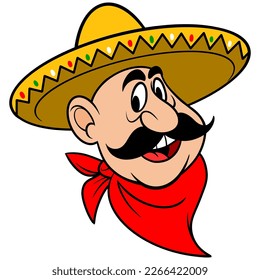 Sombrero Man - A cartoon illustration of a Mexican man wearing a Sombrero.