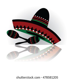 Sombrero and maracas. EPS 10 vector.