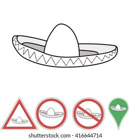 sombrero , Mexican accessory pointer signs, hat sombrero vector for print or design