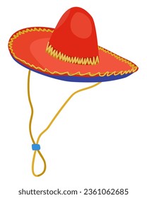 Sombrero. Mexican bright hat. Vector isolated illustration.