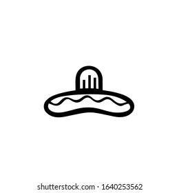 Sombrero Mexican hat flat vector icon. Emblem design on white background