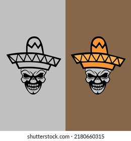 Sombrero or Mexican hat flat vector icon. Emblem design on white background