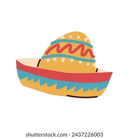 Sombrero mexican hat illustration. Traditional Mexican costume element isolated. Vector illustration can used for greeting card for mexican holidays, cinco de mayo, carnival. 