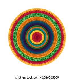 Sombrero, mexican hat isolated. Top view. Vector illustration. 