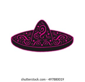 Sombrero, Mexican hat, isolated vector with ornament details 
