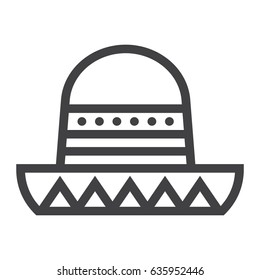Sombrero Mexican hat line icon, Travel and tourism, vector graphics, a linear pattern on a white background, eps 10.