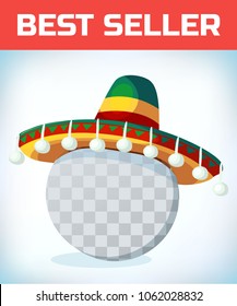 Sombrero Mexican hat. Masquerade costume headdress. Carnival or Halloween mask. Cartoon Vector illustration.