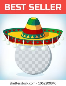 Sombrero Mexican hat. Masquerade costume headdress. Carnival or Halloween mask. Cartoon Vector illustration.