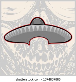 Sombrero - Mexican hat and mustache - vector illustration