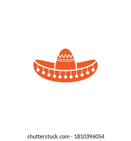 Sombrero, Mexican hat red icon. Flat logo isolated on white. vector illustration. Cinco De Mayo symbol.  Party symbol