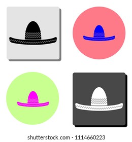 Sombrero Mexican hat. simple flat vector icon illustration on four different color backgrounds
