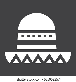 Sombrero Mexican hat solid icon, Travel and tourism, vector graphics, a filled pattern on a black background, eps 10.