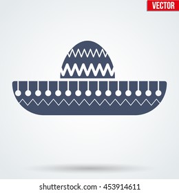 Sombrero Mexican hat symbol. Etnic cuisine design. Vector Illustration isolated on background.