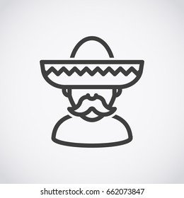 Sombrero Mexican man icon