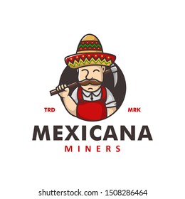 Sombrero Miner Logo Design Illlustration