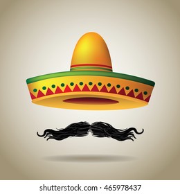 Sombrero and mustache. EPS 10 vector.