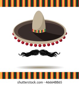 Sombrero and mustache. EPS 10 vector.