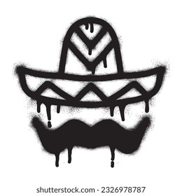 Sombrero and mustache graffiti with black spray paint