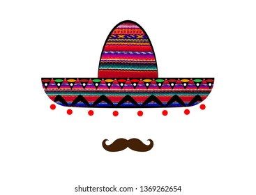 Sombrero and mustache icon template, vector isolated 