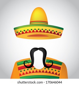 Sombrero, mustache and poncho. EPS 10 vector, grouped for easy editing. No open shapes or paths.