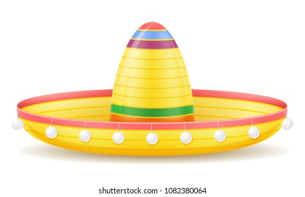 sombrero national mexican headdress vector illustration isolated on white background
