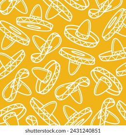 Sombrero pattern, background set. Collection icon sombrero. Vector