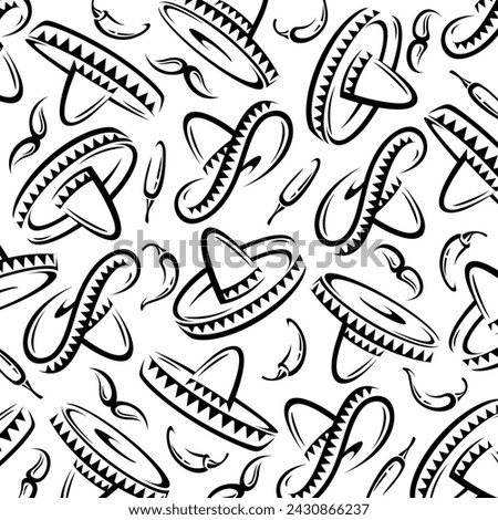 Sombrero pattern, background set. Collection icon sombrero. Vector