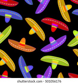 Sombrero pattern. Mexican hat ornament. National cap Mexico
