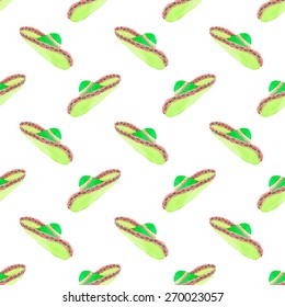 Sombrero. Seamless pattern with hat. Hand-drawn background. Vector illustration. Real watercolor drawing.