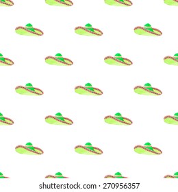 Sombrero. Seamless pattern with hat. Hand-drawn background. Vector illustration. Real watercolor drawing.