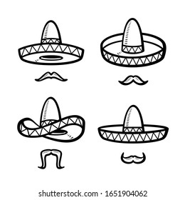 Sombrero set. Collection icon sombrero. Vector