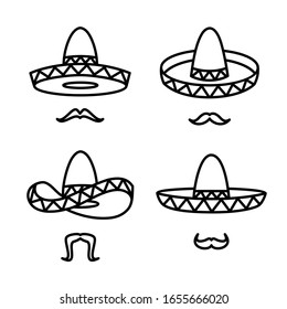 Sombrero set. Collection icon sombrero. Vector