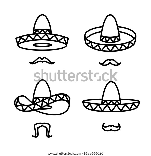 Sombrero Set Collection Icon Sombrero Vector Stock Vector (Royalty Free ...